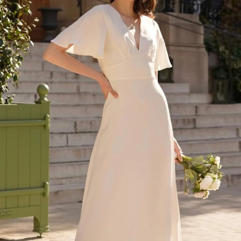 Gaala Paris White Flutter Sleeve Coralie Dress